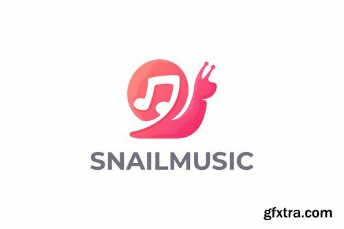 Snail and Music Note Negative Space Logo