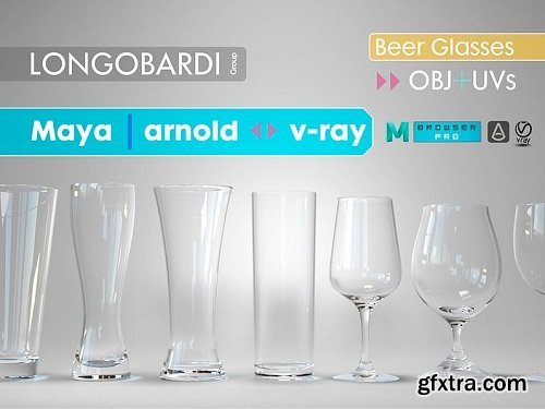 Beer glass collection Maya | Arnold | V-Ray | OBJ