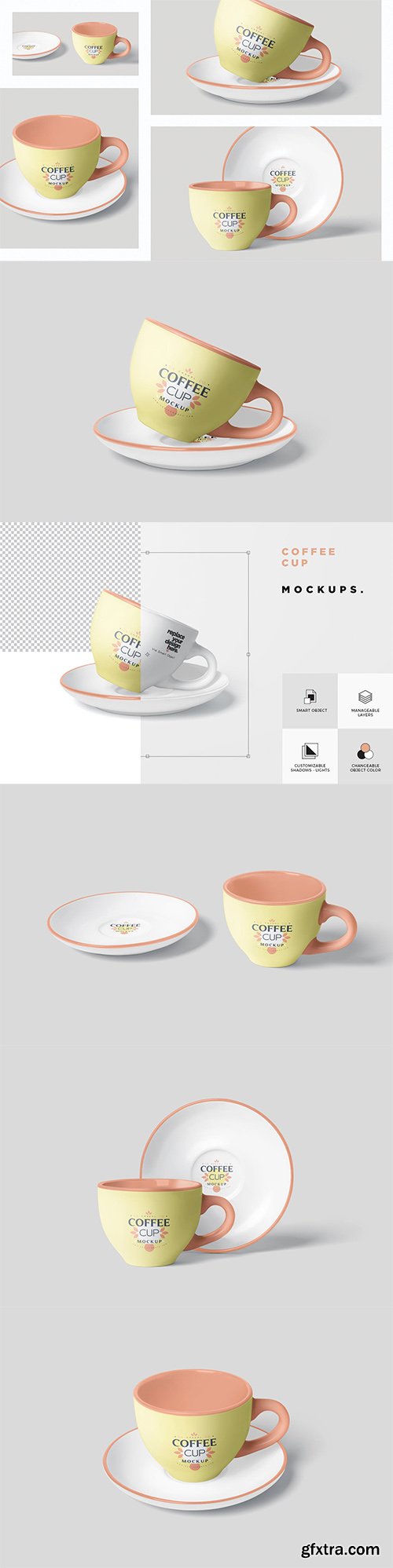 Coffee Cup Mockup Set with Saucer