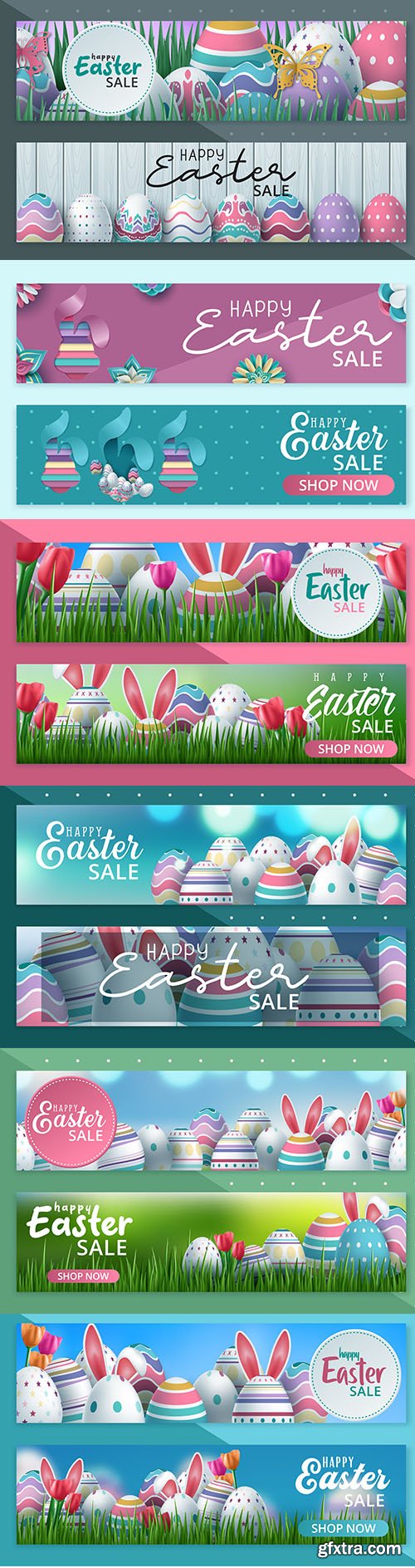 Happy Easter Sale Banner Vector Pack