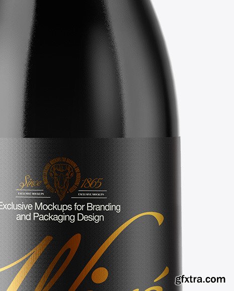 Dark Glass Wine Bottle Mockup 51047