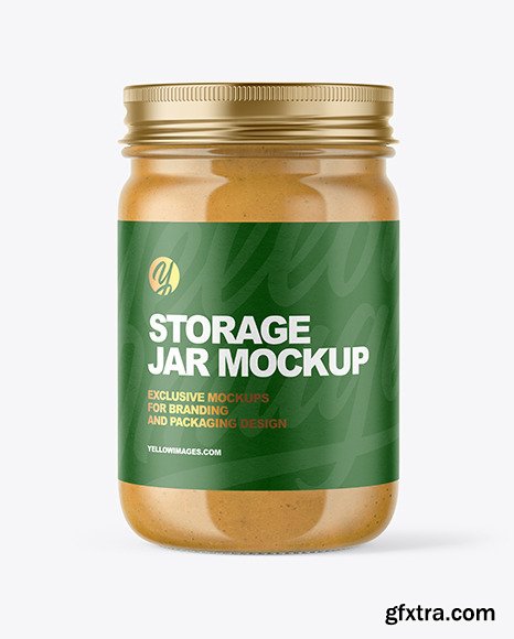 Clear Glass Jar with Peanut Butter Mockup 51044