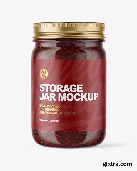 Clear Glass Jar with Raspberry Jam Mockup 51042