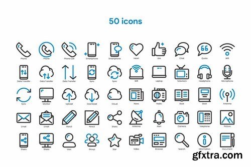 Communication and Media Icon Set