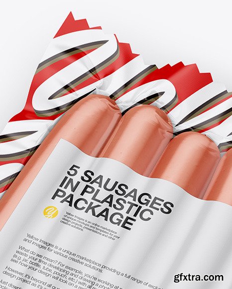 5 Sausages in Vacuum Plastic Package Mockup 51567