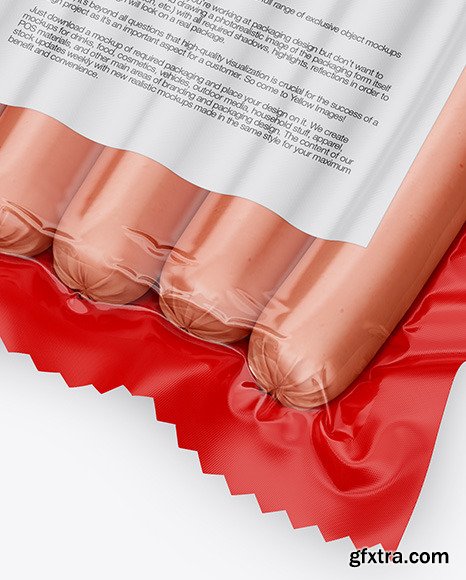 5 Sausages in Vacuum Plastic Package Mockup 51567