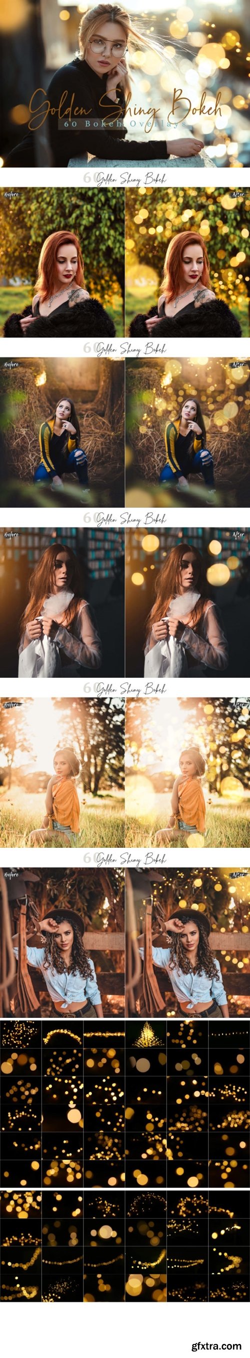 60 Golden Shiny Bokeh Lights Overlays 1996782