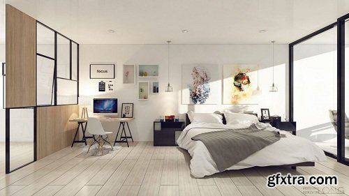 Modern Bedroom Interior Scene 30