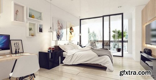 Modern Bedroom Interior Scene 30