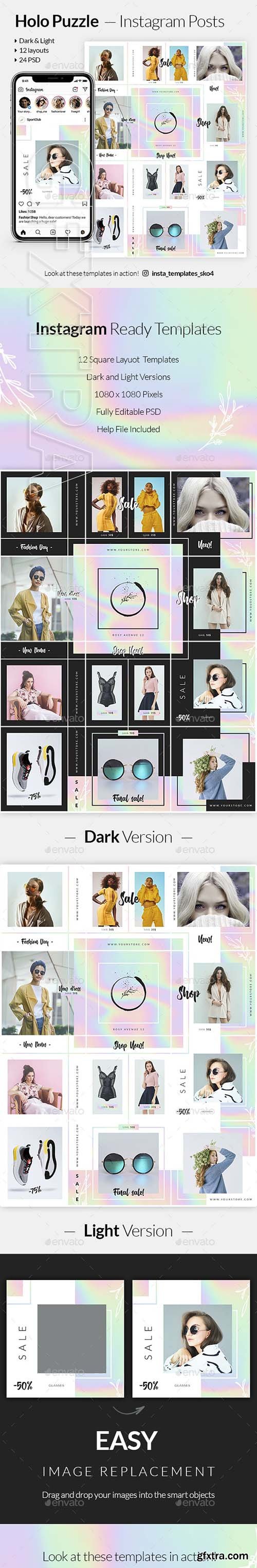 GraphicRiver - Holographic Puzzle - Instagram Posts 24804051