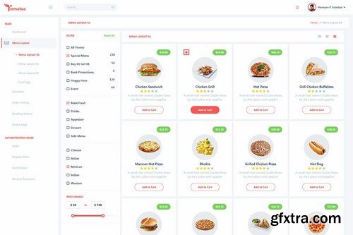 Tomatus-Restaurant UserWebsite & Dashboard UI (XD)