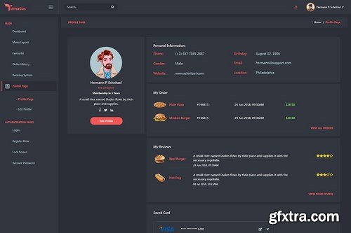 Tomatus-Restaurant UserWebsite & Dashboard UI (XD)