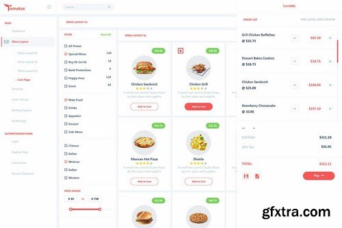 Tomatus-Restaurant UserWebsite & Dashboard UI (XD)