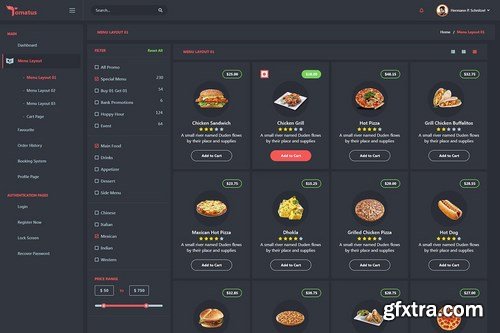 Tomatus-Restaurant UserWebsite & Dashboard UI (XD)