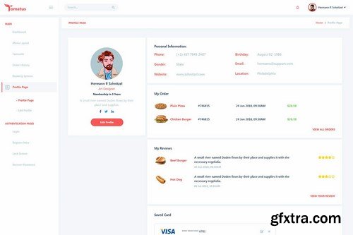 Tomatus-Restaurant UserWebsite & Dashboard UI (XD)