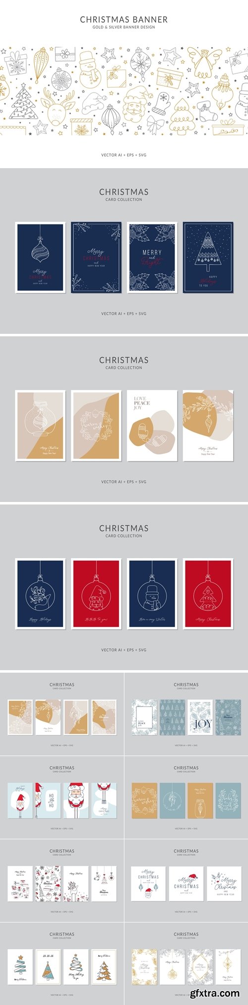 Christmas Greeting Card Vector Set