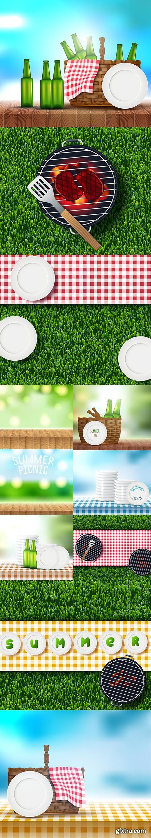 Set of Summer Picnic Design Backgrounds