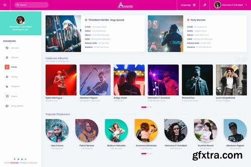 Atvantic-Music App Admin Dashboard UI Kit (XD)