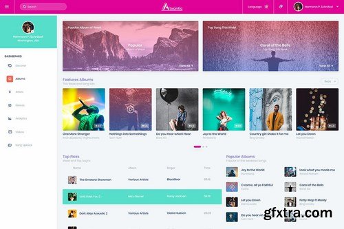 Atvantic-Music App Admin Dashboard UI Kit (XD)