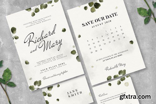 Leaves Wedding Invitation Suite