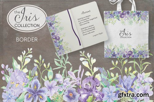 The Iris Collection Watercolor Clip Art Bundle