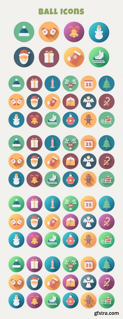 Christmas Flat Set Vector Icons Bundle