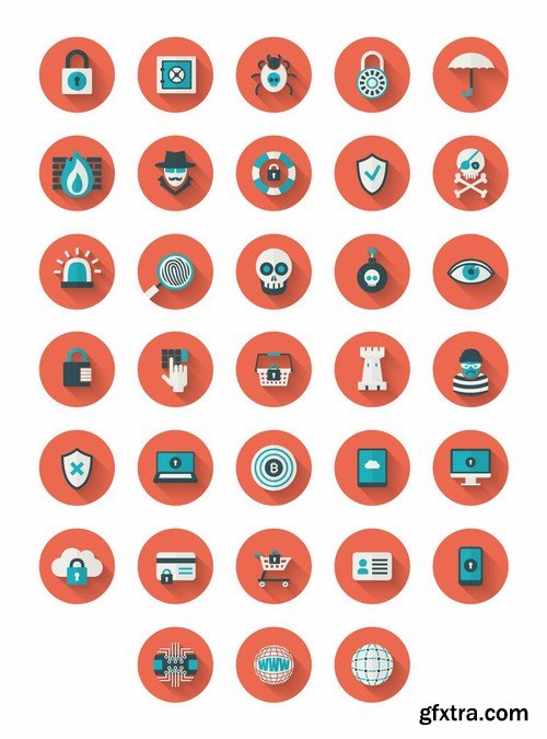 Flat Security Set Vector Icons