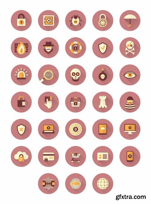 Flat Security Set Vector Icons