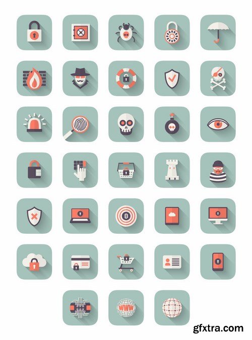 Flat Security Set Vector Icons