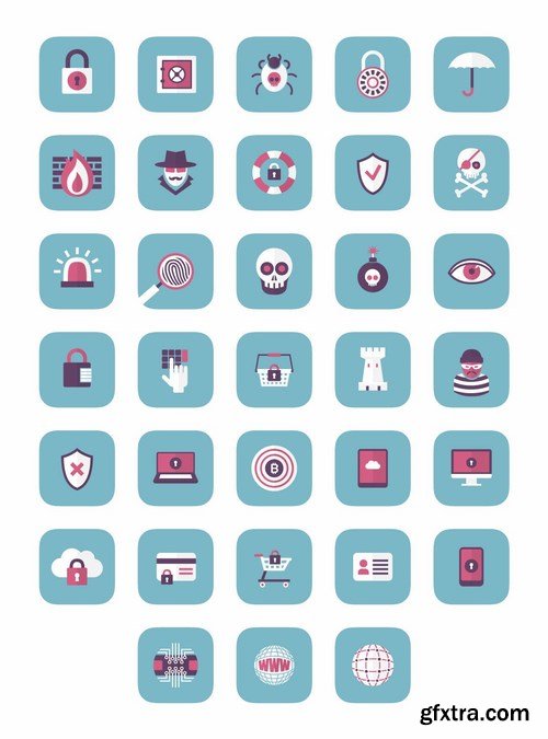 Flat Security Set Vector Icons