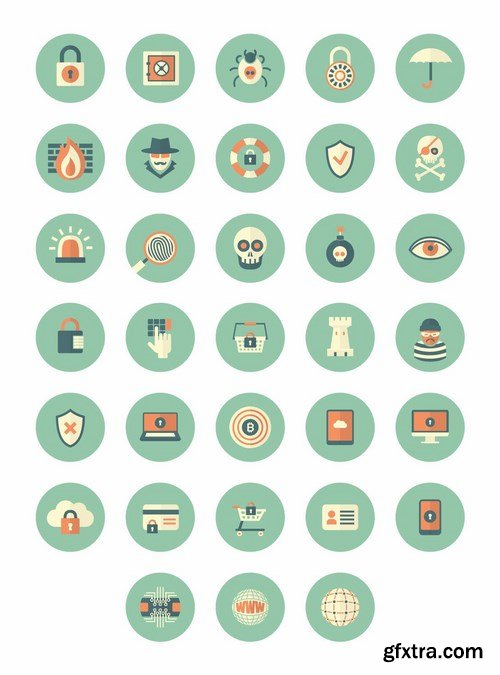 Flat Security Set Vector Icons