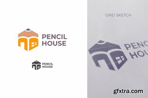 Geometric Hexagon Pencil & House Logo