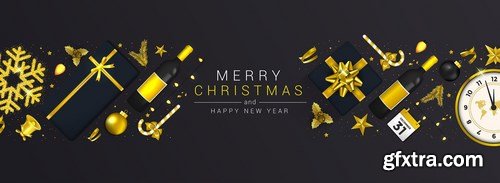 Merry Christmas and Happy New Year greeting cards