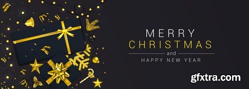 Merry Christmas and Happy New Year greeting cards