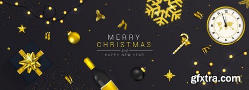 Merry Christmas and Happy New Year greeting cards