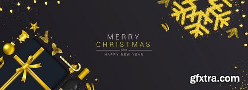 Merry Christmas and Happy New Year greeting cards