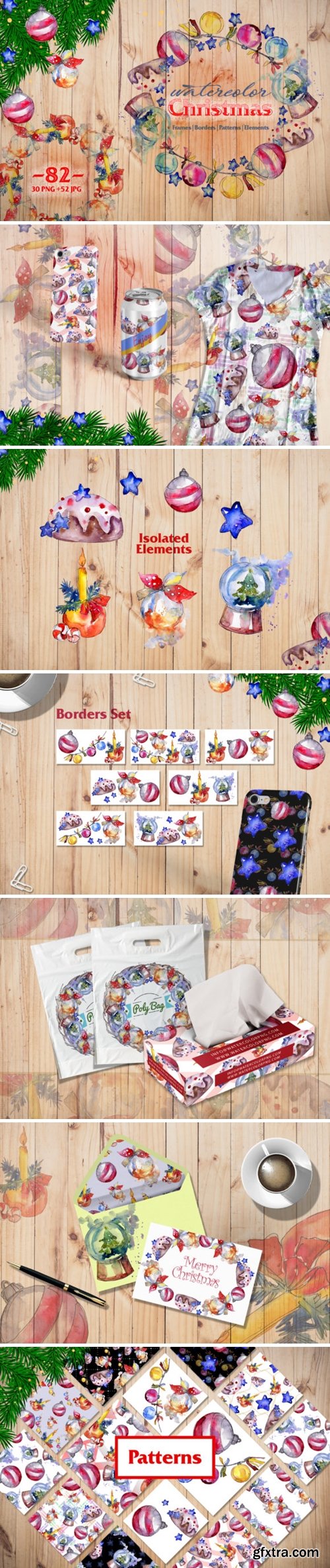 Christmas Balls Toys PNG Watercolor Set 951089