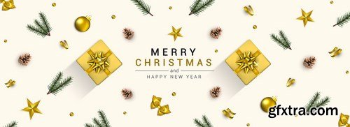 Merry Christmas and Happy New Year greeting cards