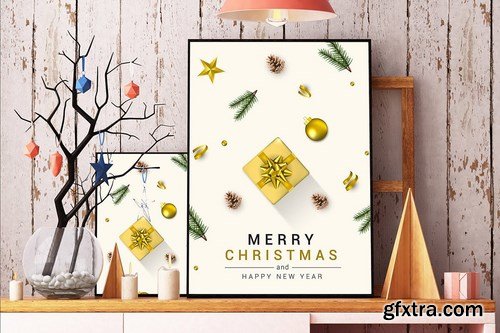 Merry Christmas and Happy New Year greeting cards