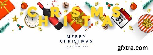 Merry Christmas and Happy New Year greeting cards 2