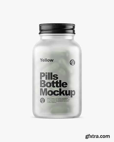 Frosted Glass Bottle With Pills Mockup 51642