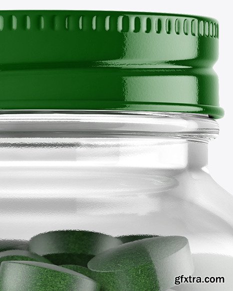 Clear Glass Bottle With Pills Mockup 51647