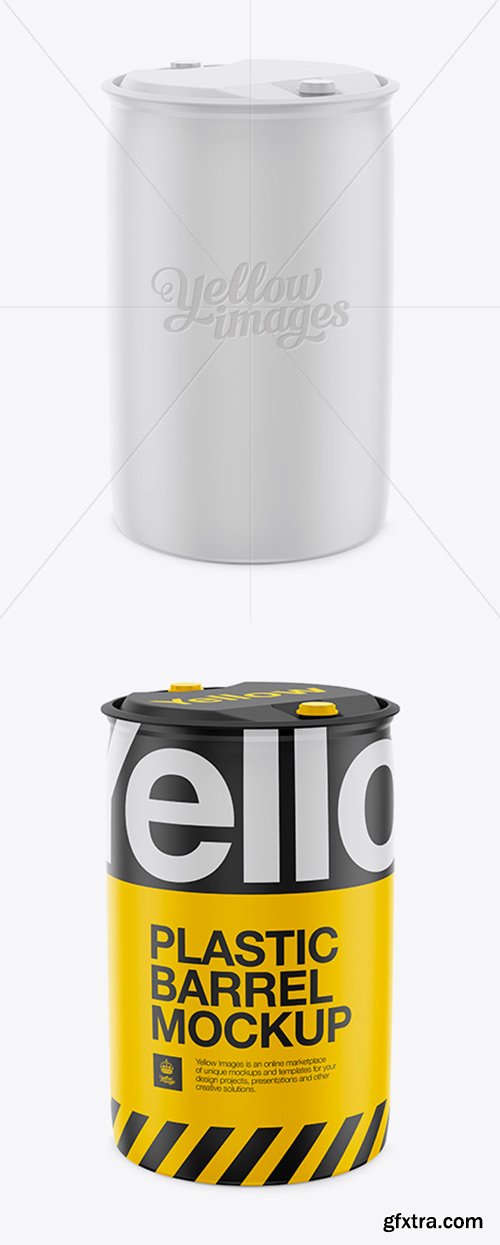 250L Plastic Barrel Mockup - Halfside View 12548