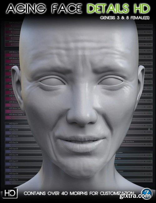 Daz3D - Aging Face Details HD for Genesis 3 and 8 Female(s)