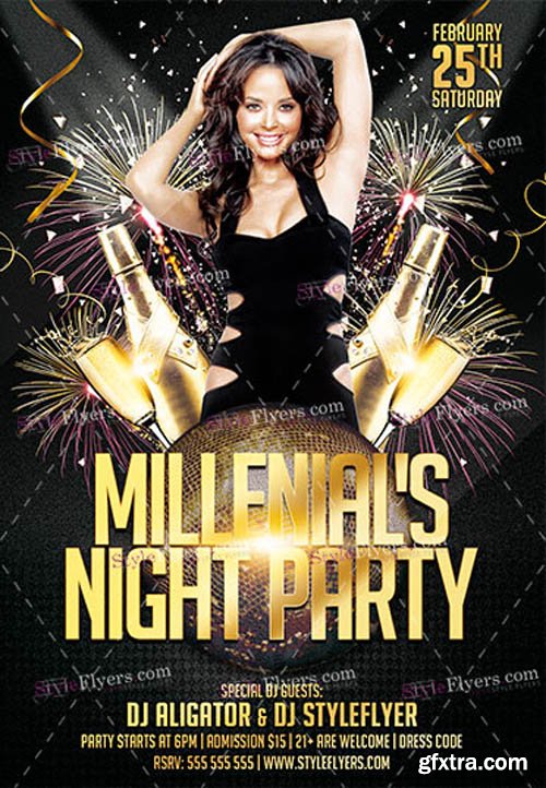 Millenials Night Party V0911 2019 PSD Flyer Template