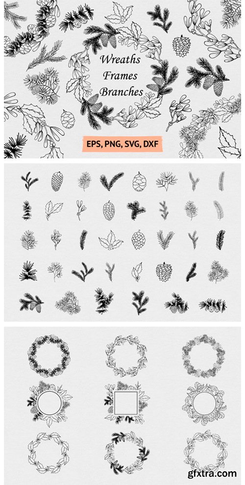 Hand Drawn Wreaths, Frames and Branches 2003201