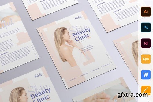 Skin Beauty Clinic Poster Flyer Business Card Brochure Bifold Trifold