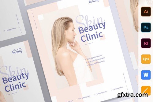 Skin Beauty Clinic Poster Flyer Business Card Brochure Bifold Trifold