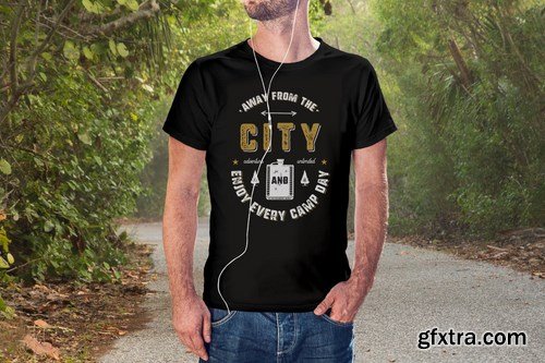 Away From The City, Camping Retro Adventure TShirt