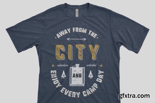 Away From The City, Camping Retro Adventure TShirt